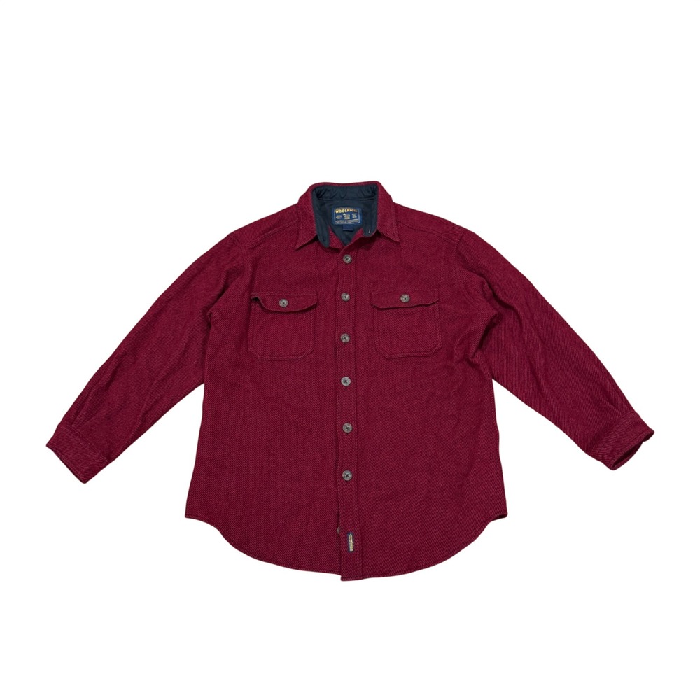 Woolrich Mens Red Wool Blend Shacket Shirt Jacket Medium M John Rich & Bros